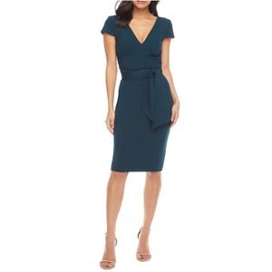 DRESS THE POPULATION Dana Wrap Waist Cocktail Dress